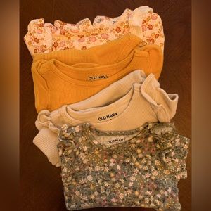 3-6 month long-sleeve onesies, set of 4.